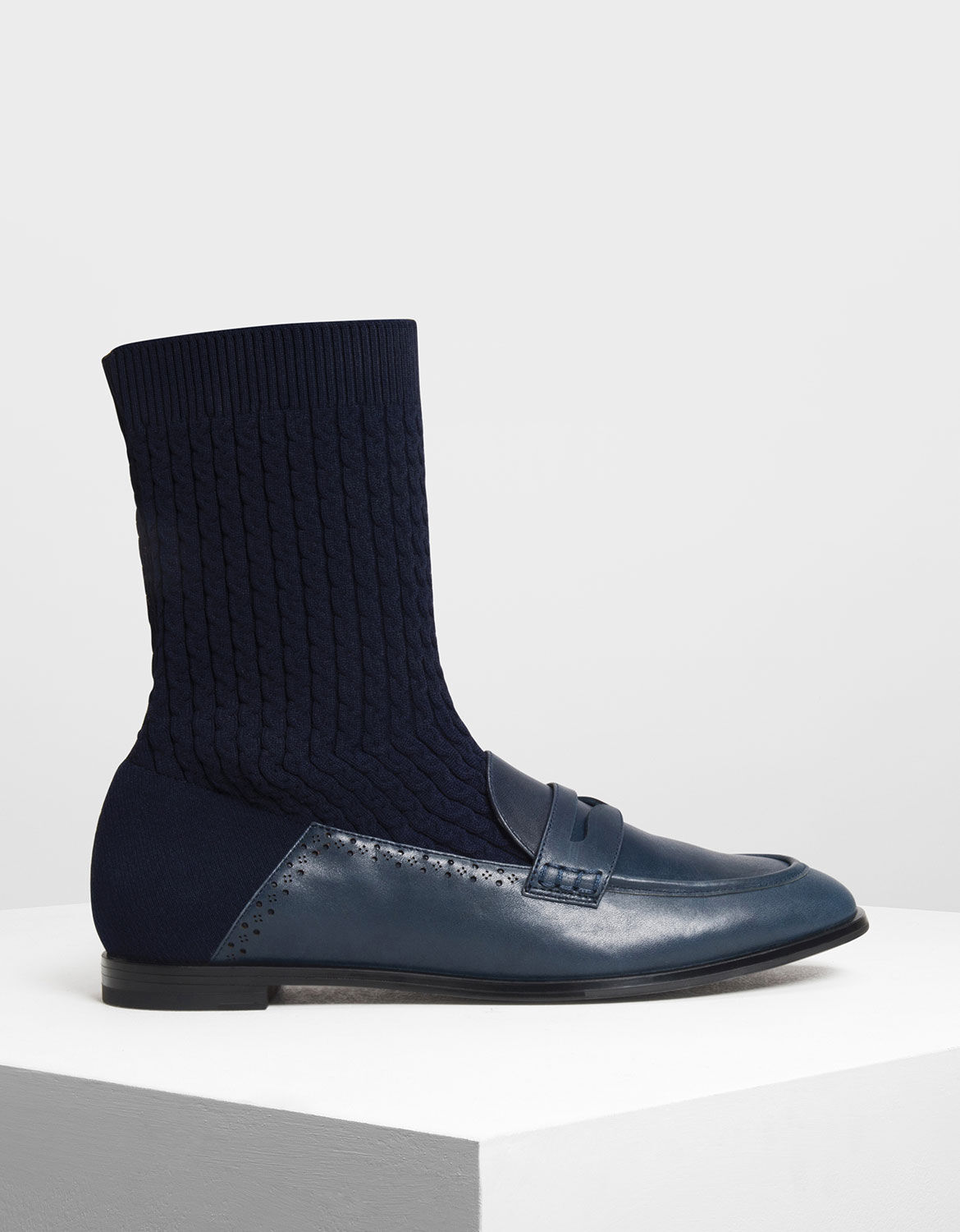 dark blue leather boots