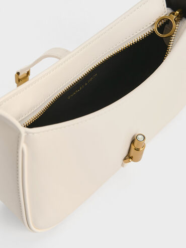 Cesia Metallic Accent Shoulder Bag, Cream, hi-res