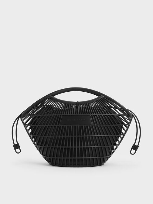 Calypso Fan Curved-Handle Bag, Jet Black, hi-res