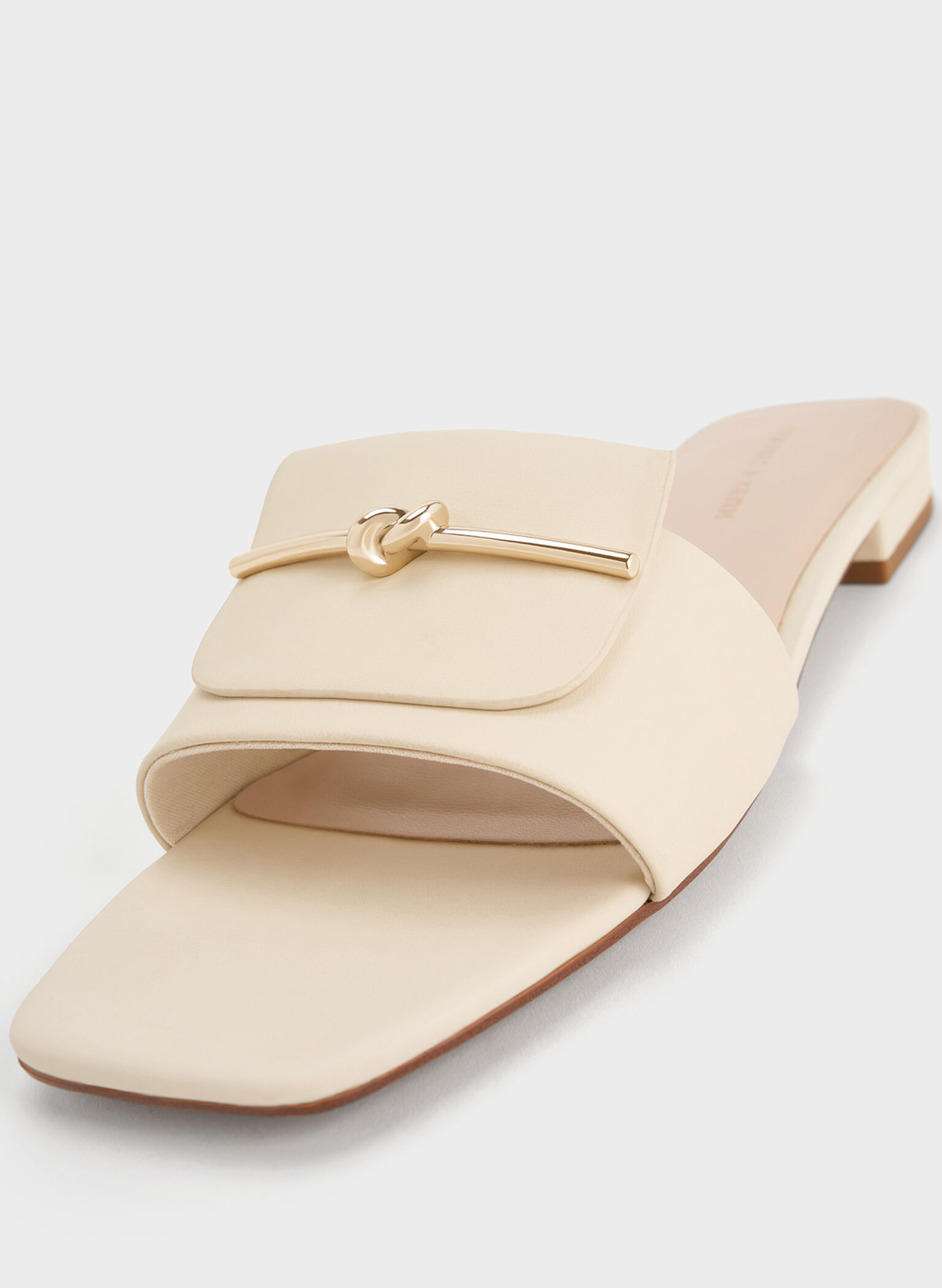 Knotted Accent Slide Sandals, Chalk, hi-res