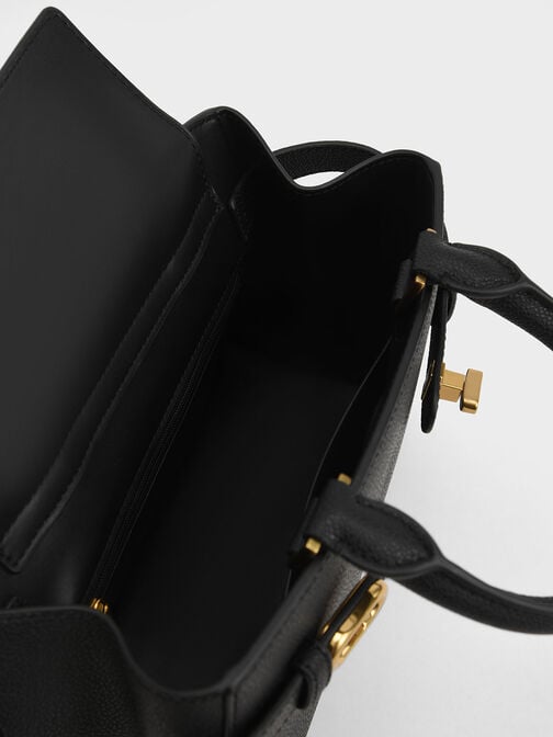 Bolso con cinturón Aubrielle con detalles metálicos, Negro, hi-res