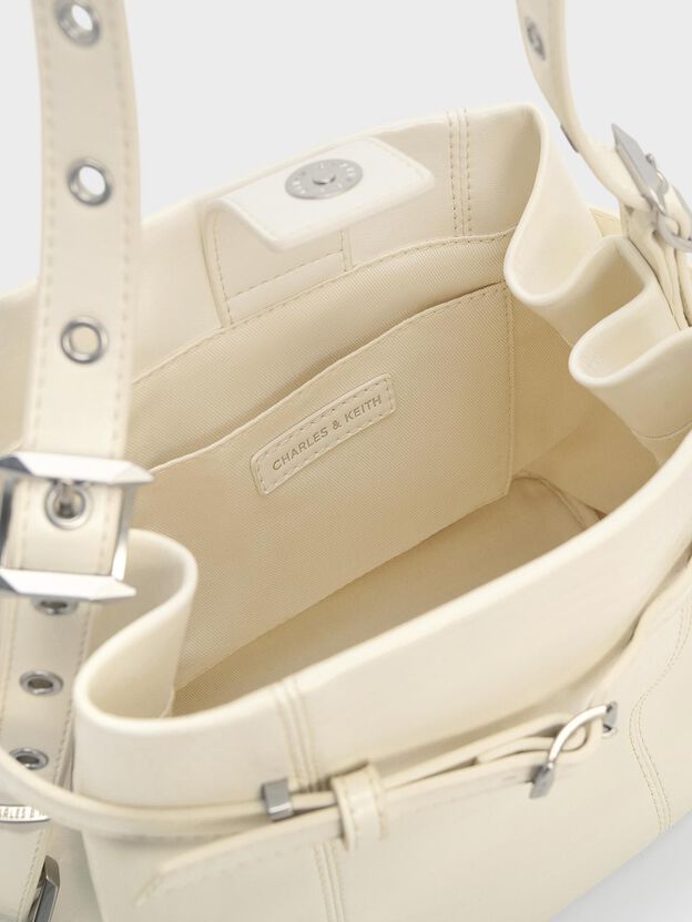 Bryna Belted Bucket Bag, Cream, hi-res