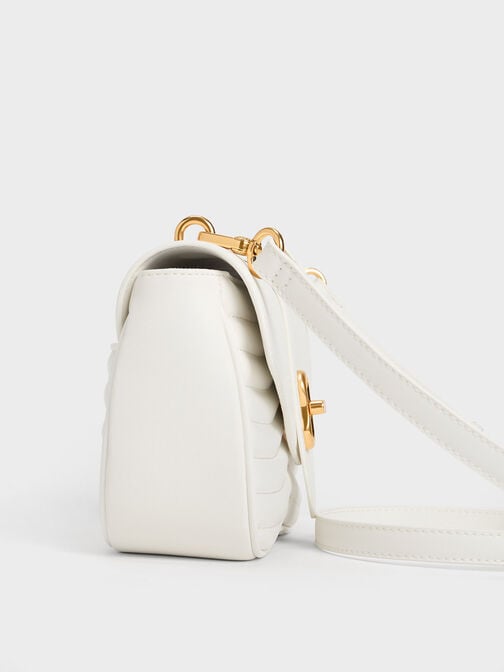 Aubrielle Panelled Crossbody Bag, White, hi-res