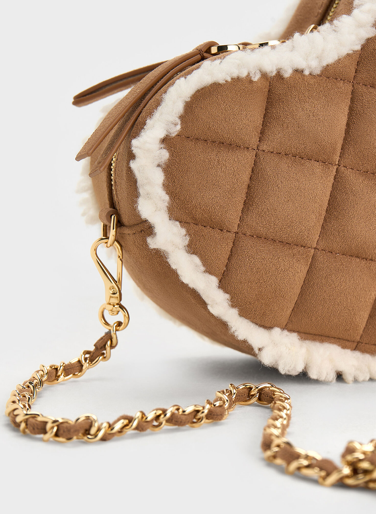 Philomena Fur-Trim Quilted Heart Crossbody Bag, Multi, hi-res