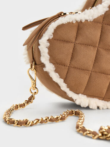 Philomena Fur-Trim Quilted Heart Crossbody Bag, Multi, hi-res