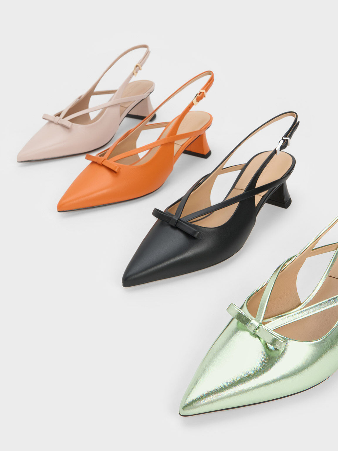 Slingback pumps with hotsell bow
