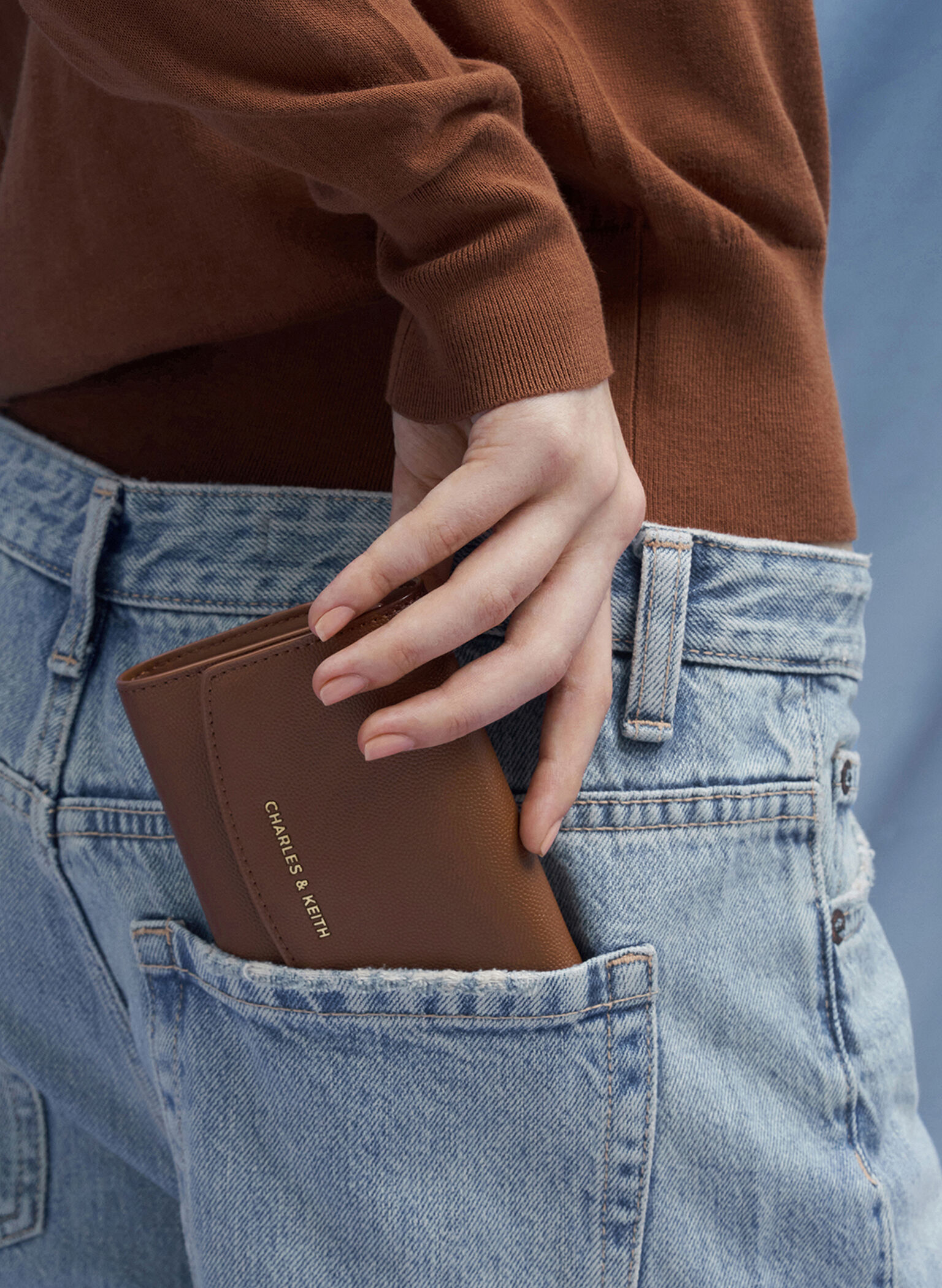Briony Curved Flap Wallet, Chocolate, hi-res