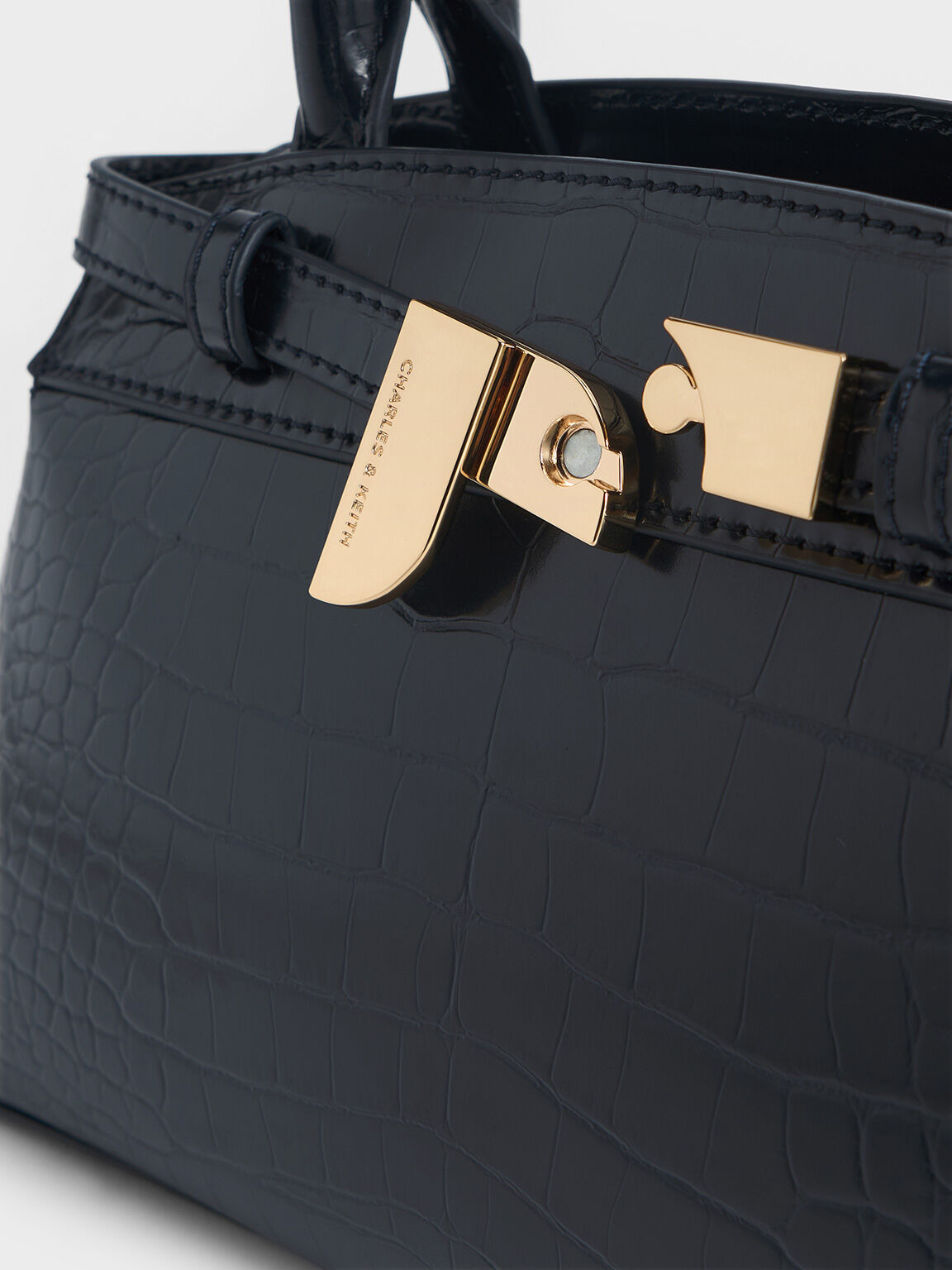 Navy croc handbag sales