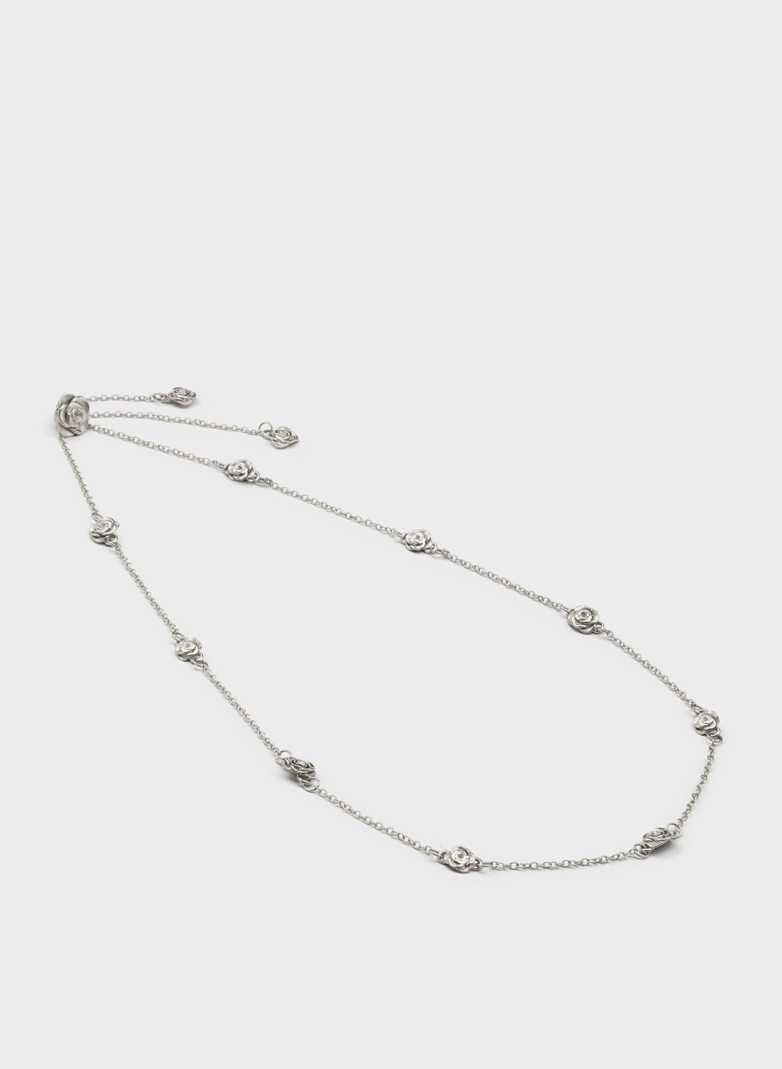 Rosalind Flower-Motif Necklace, Brushed Silver, hi-res