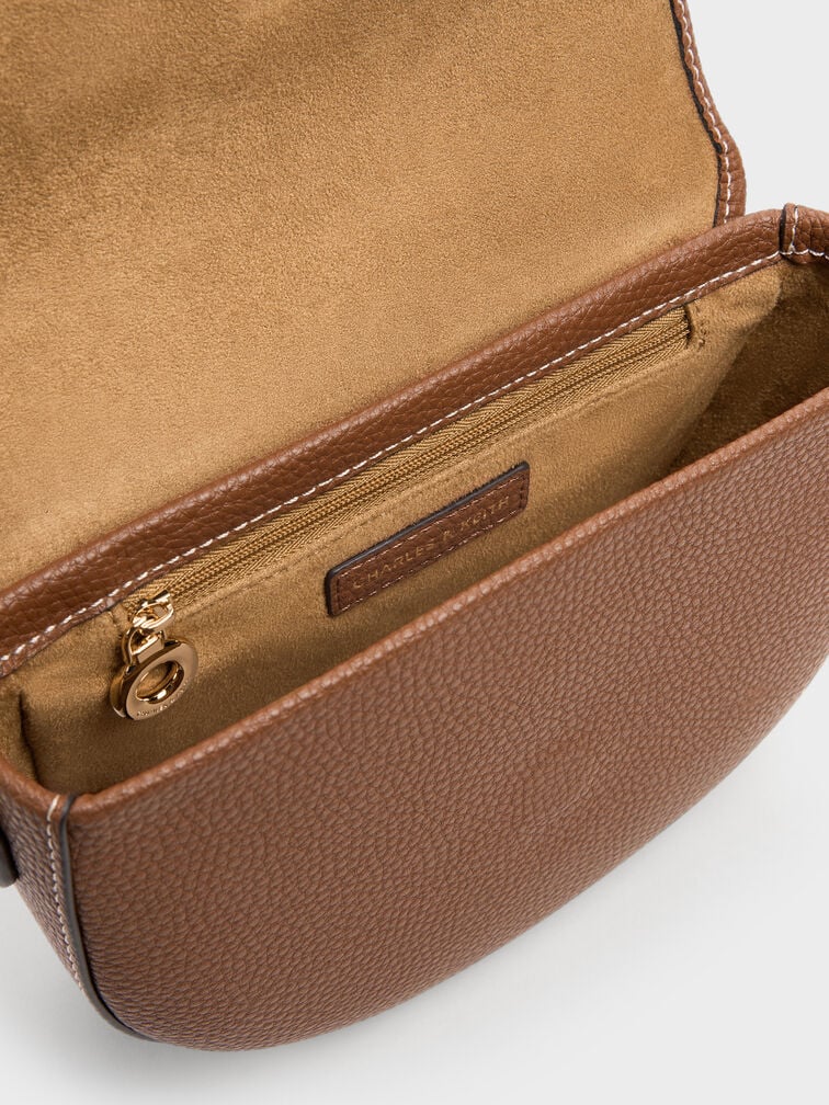 베릴 벨티드 새들 백, 초콜릿, hi-res