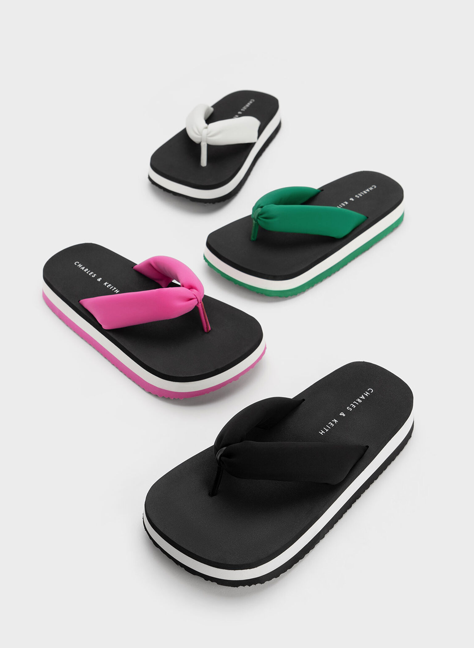 Tana Puffy Thong Sandals, Green, hi-res