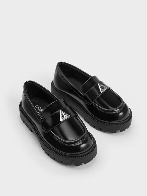 Girls' Trice Metallic Accent Loafers, Black Box, hi-res