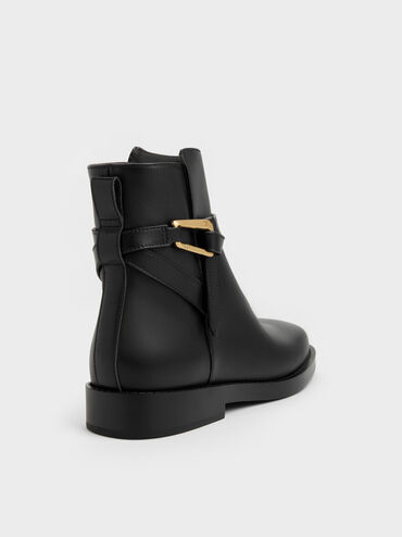 Daena Leather Metallic-Accent Ankle Boots, Black, hi-res
