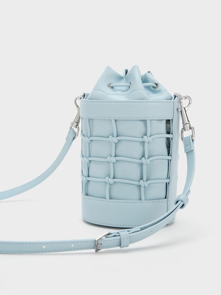 Light Blue Zetta Checkered Bucket Bag - CHARLES & KEITH US