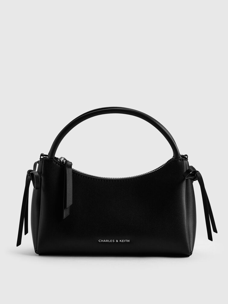 Bolso con asa superior y lazo Hazel, Noir, hi-res