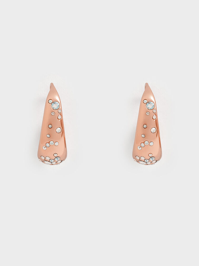 Reverie Crystal Teardrop Hoop Earrings, Rose Gold, hi-res