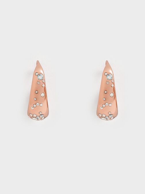 Reverie Crystal Teardrop Hoop Earrings, Rose Gold, hi-res