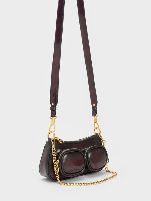 Letitia Chain-Link Shoulder Bag, Dark Chocolate, hi-res