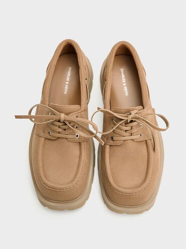 레이스업 리지드 솔 보트 슈즈, 샌드, hi-res