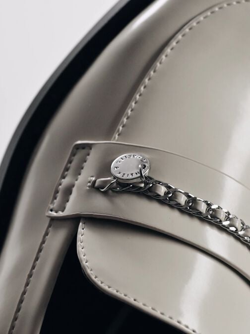 Braided-Chain Metallic-Accent Loafers, Chalk, hi-res