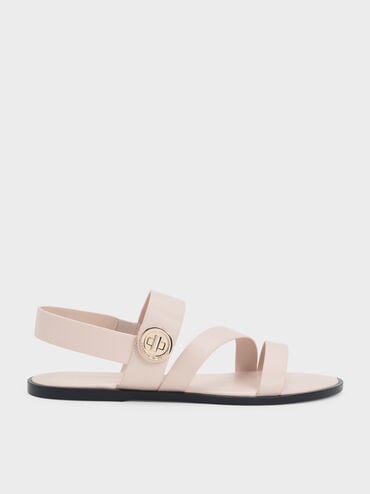 Yara Turn Lock Strappy Sandals, Cream, hi-res