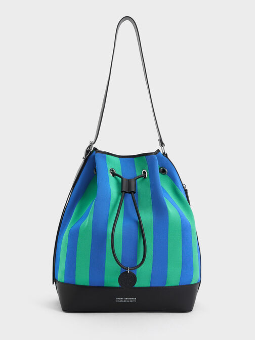 Large Striped Bucket Bag, Multi, hi-res