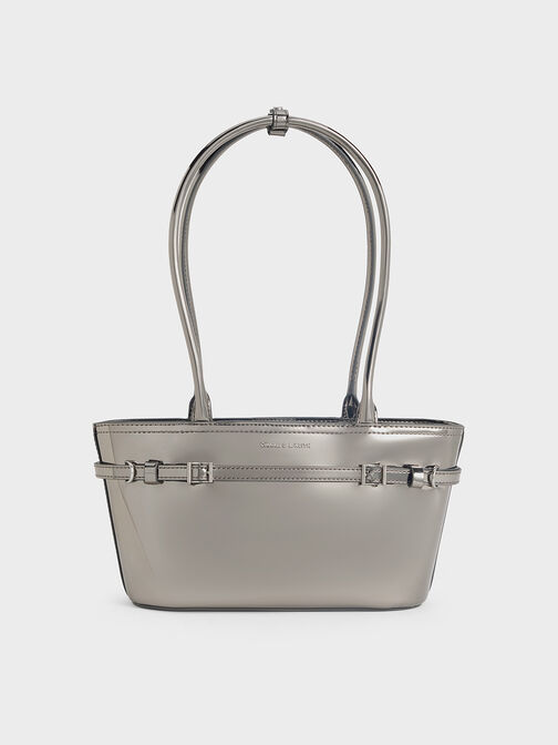 Bolso de asa alargada Sloane metalizado, Estaño, hi-res