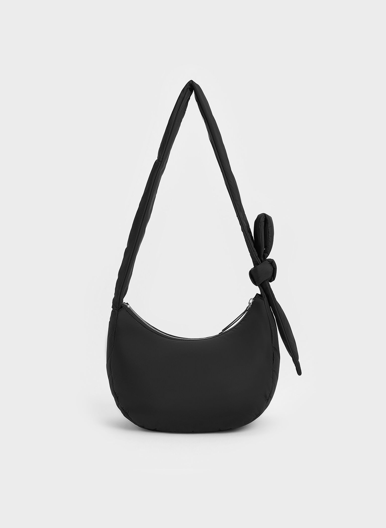Delilah Nylon Knotted Hobo Bag, Noir, hi-res