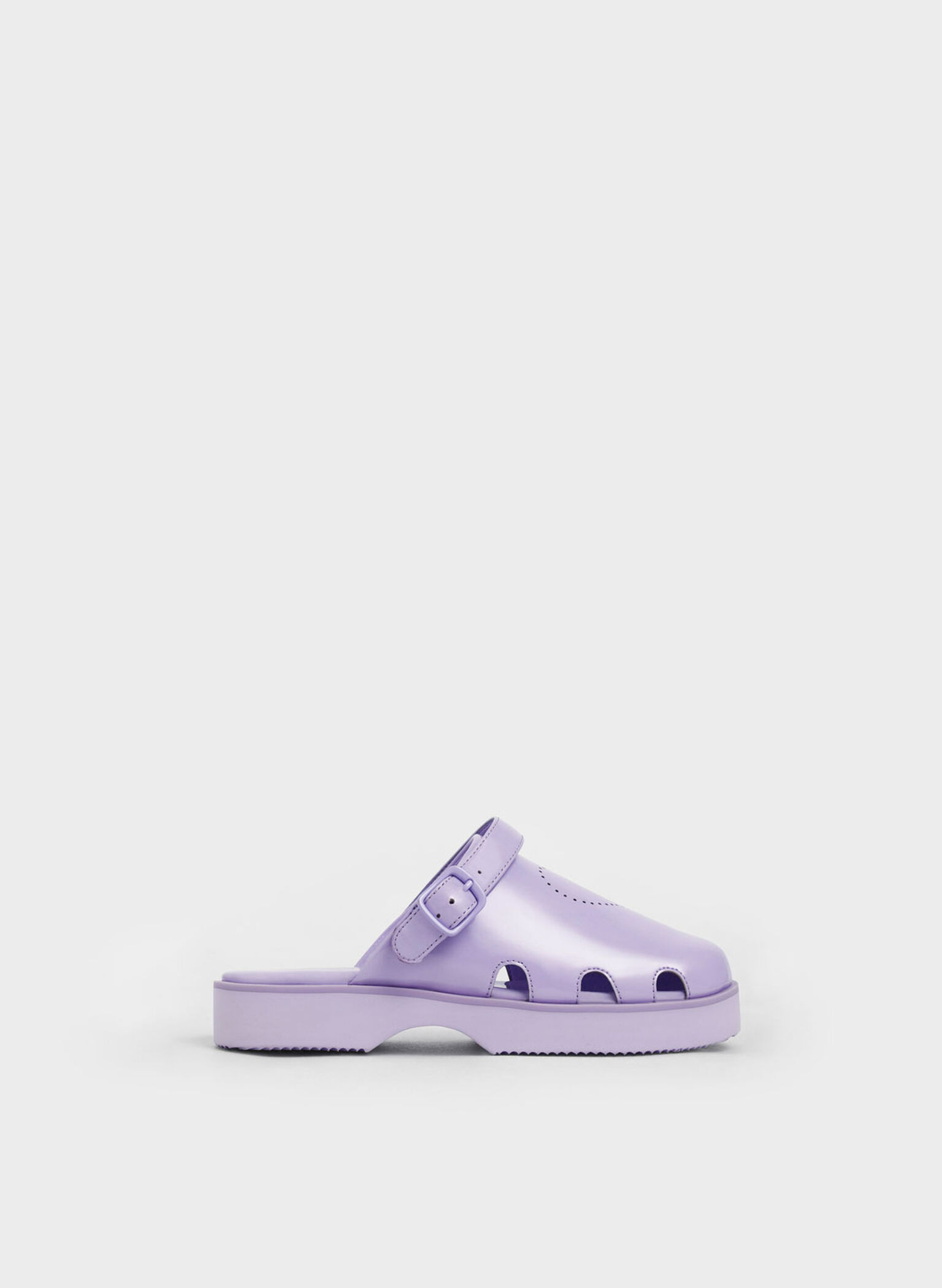Girls' Heart-Motif Patent Clogs, Lilac, hi-res