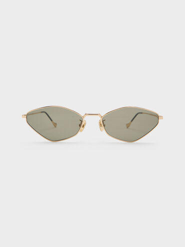 Gafas de sol geométricas con montura metálica Jax, Dorado, hi-res