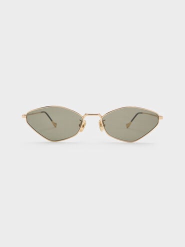 Gafas de sol geométricas con montura metálica Jax, Dorado, hi-res