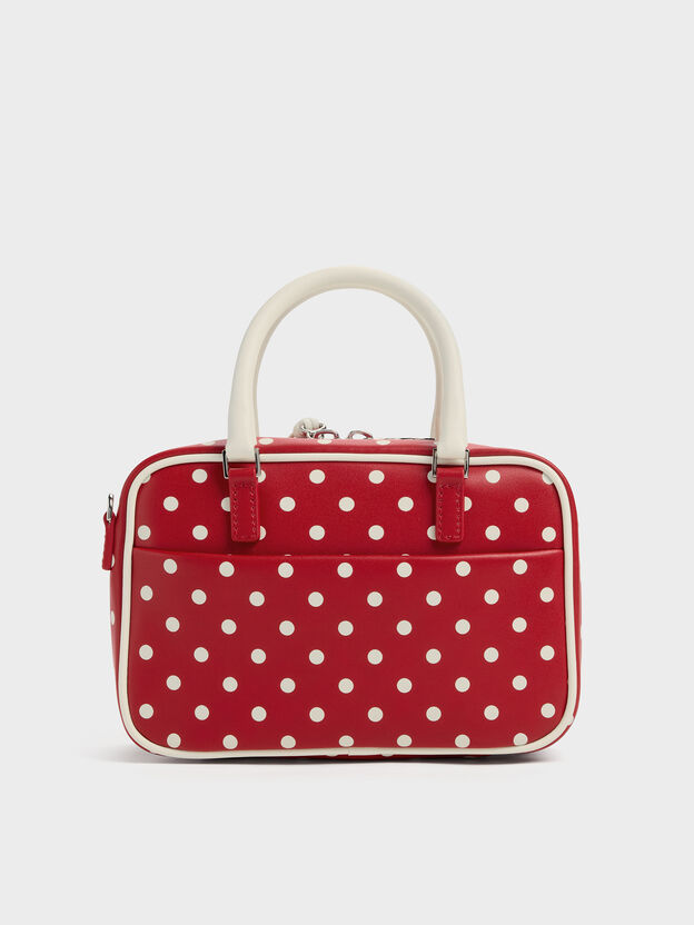 Sianna Polka-Dot Bowling Bag, Equestrian Red, hi-res