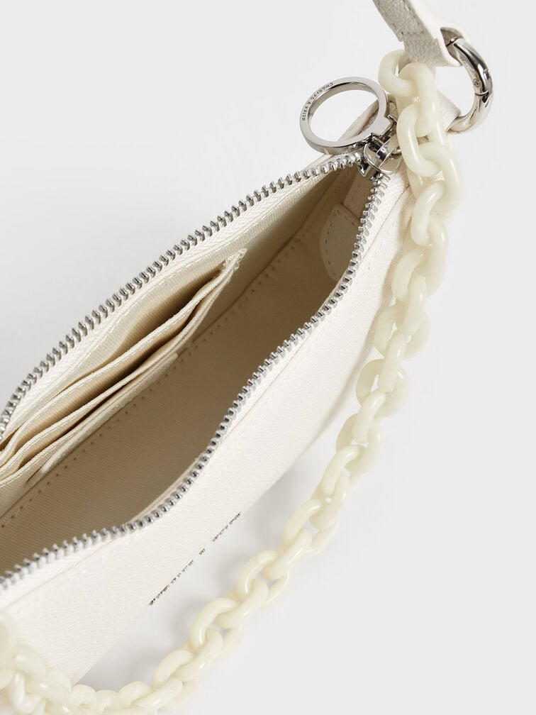 Alcott Scarf Chain-Link Shoulder Bag, Cream, hi-res