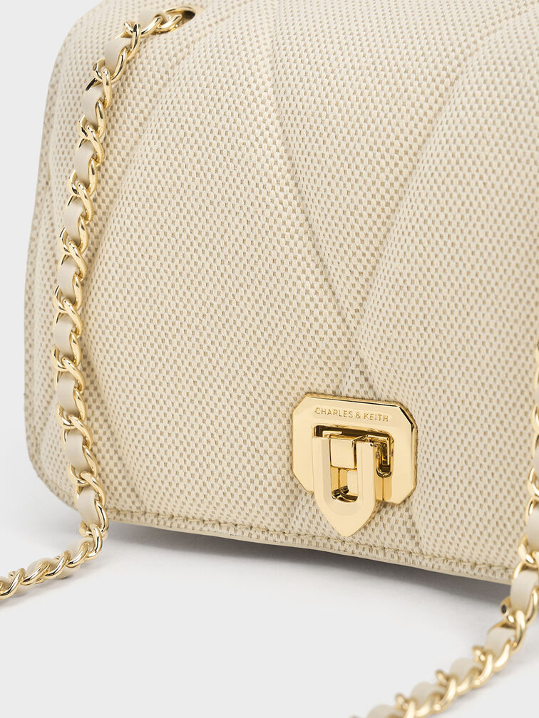 Bolso acolchado Arwen de lona, Beige, hi-res