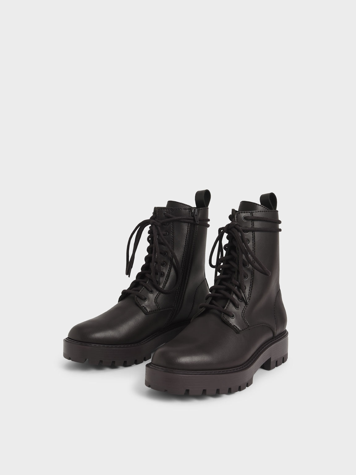 Gripped Soles Combat Boots, Dark Brown, hi-res