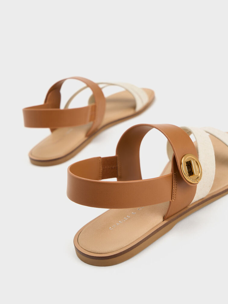 Sandales à lanières et fermoir tourniquet Yara, Caramel, hi-res