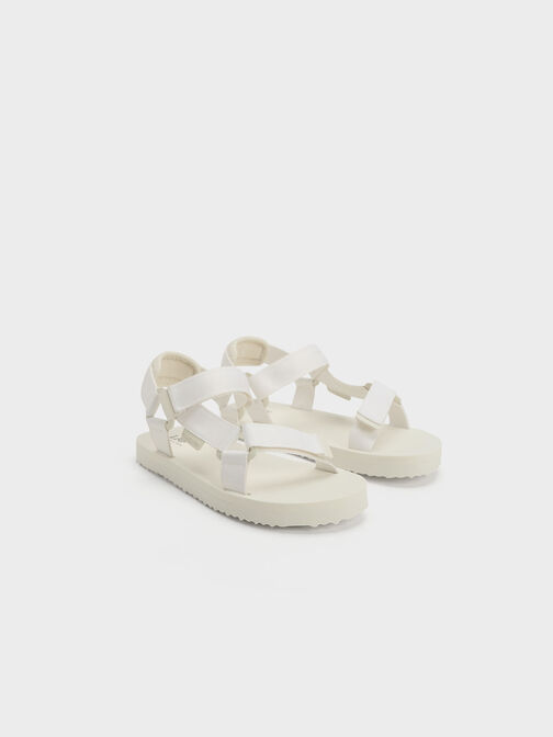 Girls' Grosgrain Sporty Sandals, Chalk, hi-res