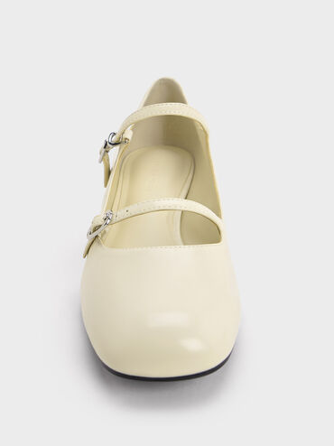 Mary Janes con tacón de bloque y doble tira, Blanco tiza, hi-res