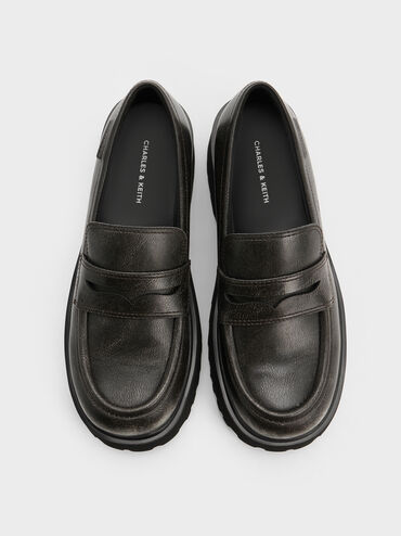 Eliot Platform Penny Loafers, Grey, hi-res