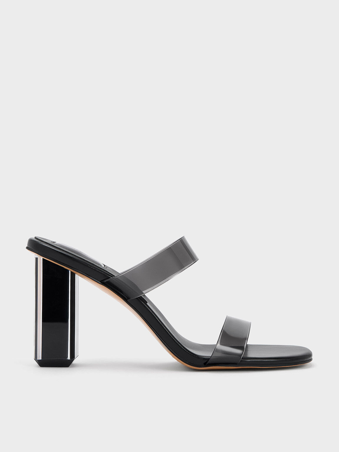 Mules de tacón geométrico Fia, Negro, hi-res