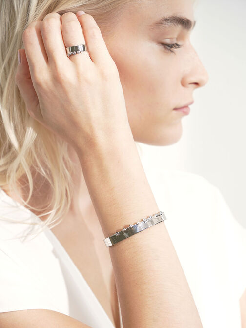 Swarovski® Crystal Studded Bracelet, Silver, hi-res