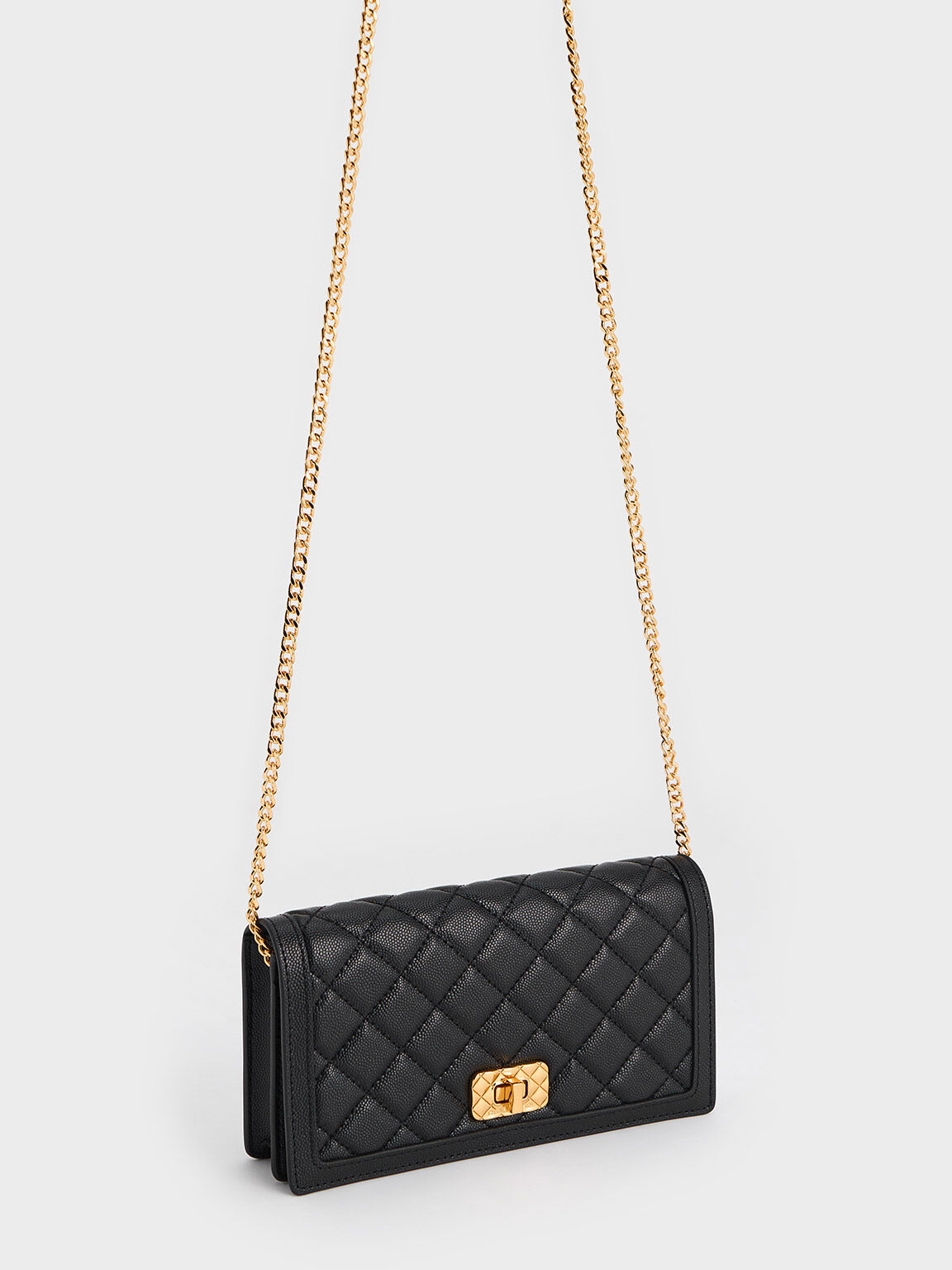 Micaela Quilted Phone Pouch, Black, hi-res