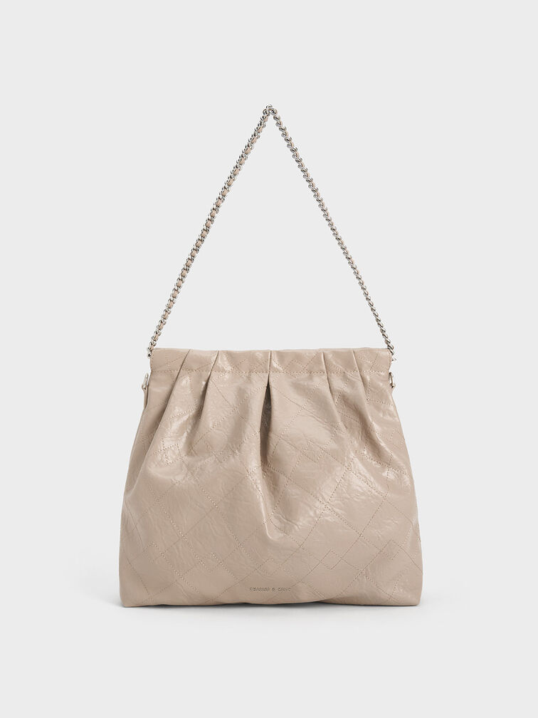 Vintage PU Leather Satchel Bags Tote Bag Chain Clutch Purse Crossbody Bags Ins U-Shaped Women Hobo