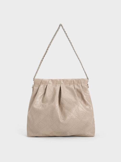 Duo Double Chain Hobo Bag, Taupe, hi-res