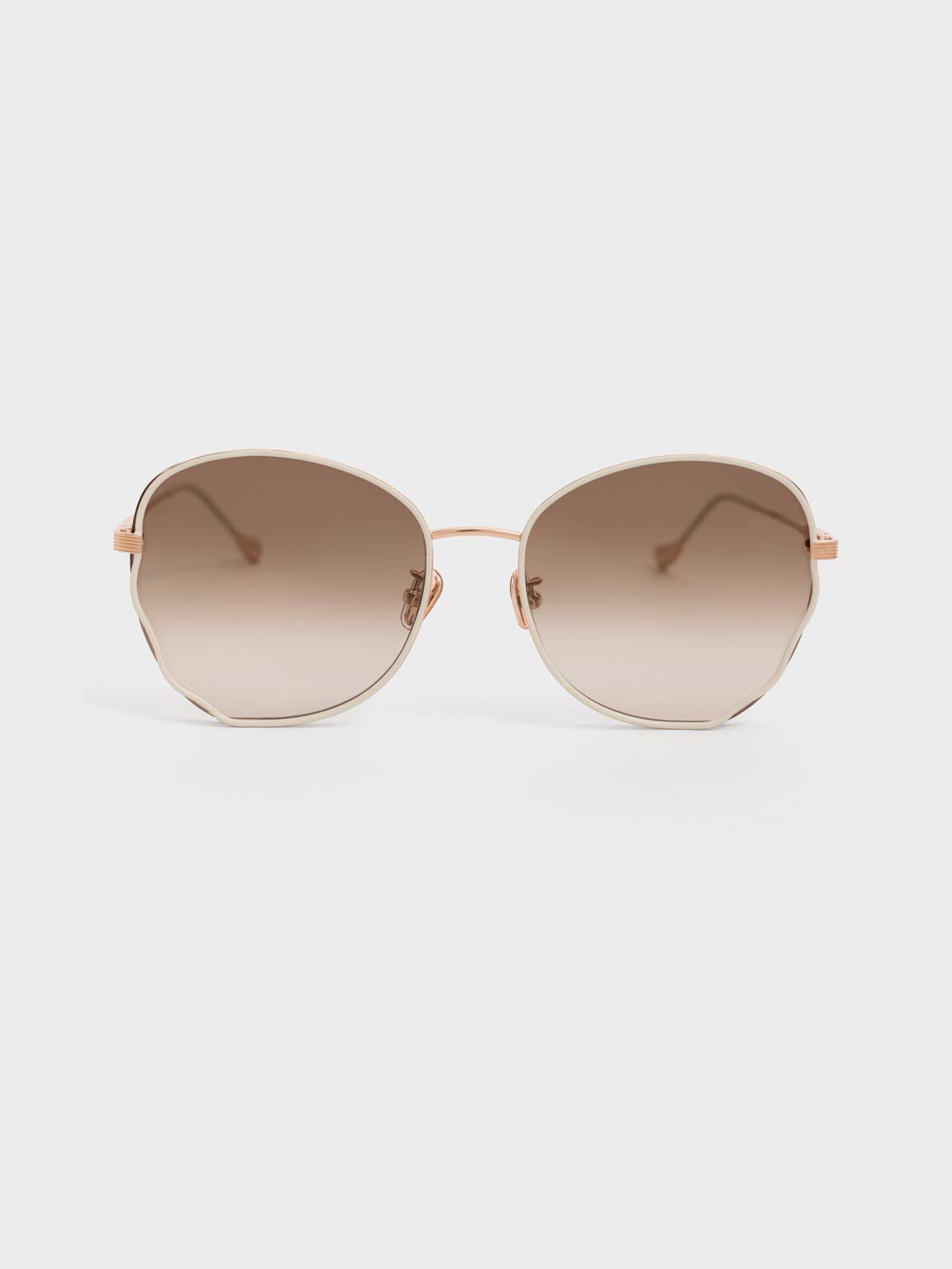 Wavy Frame Butterfly Sunglasses, Cream, hi-res