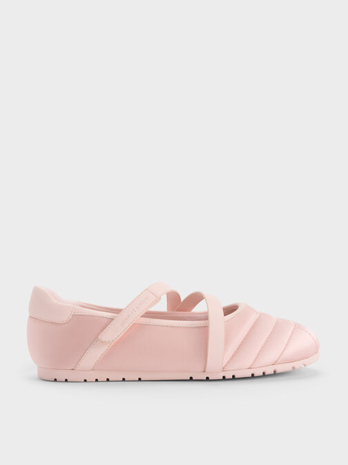 Girls' Recycled Polyester Mary Jane Sneakers, Light Pink, hi-res