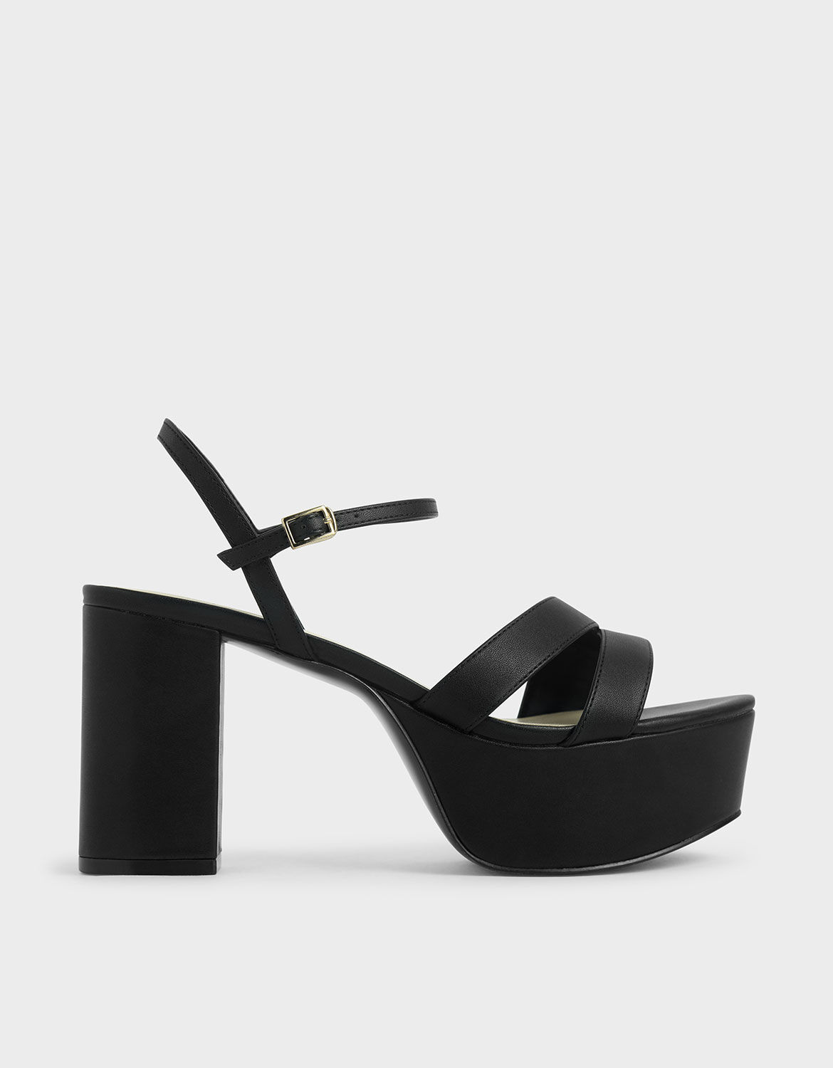 black strappy platform sandals