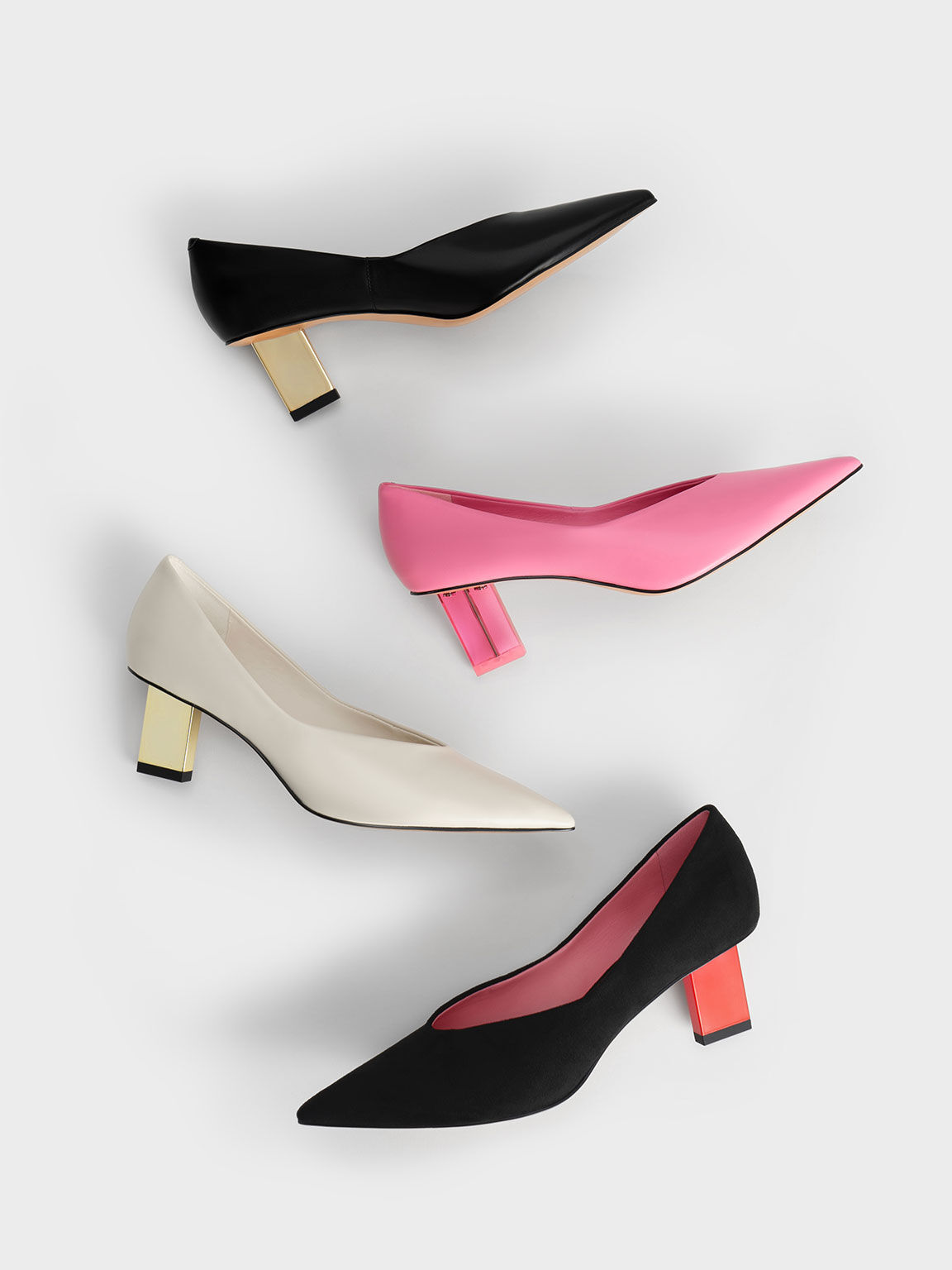 Textured Metallic Blade Heel Pumps, Black Textured, hi-res