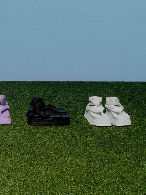 Joss Ankle-Strap Flatform Thong Sandals, Chalk, hi-res