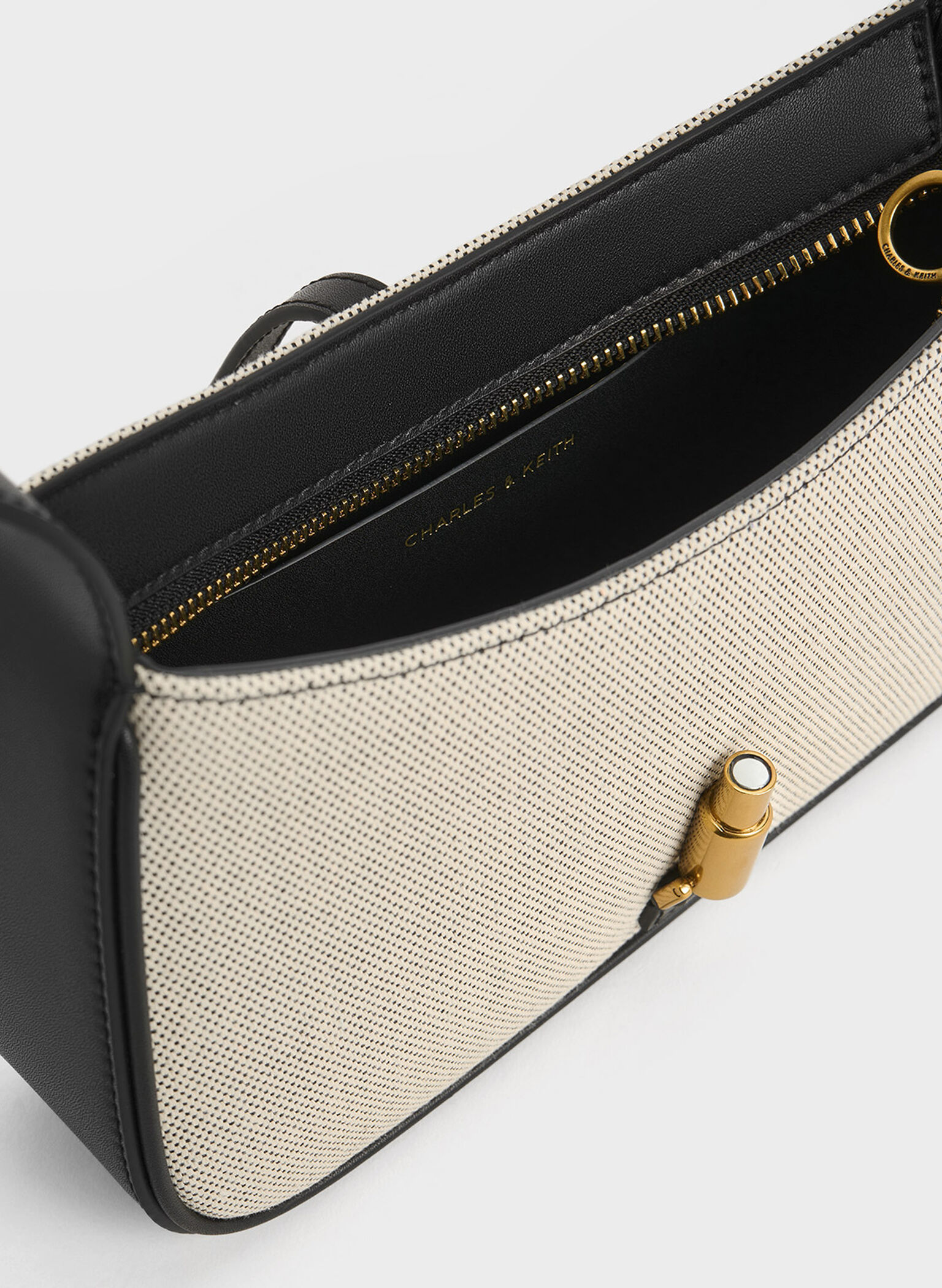 Cesia Canvas Metallic Accent Shoulder Bag, Black, hi-res